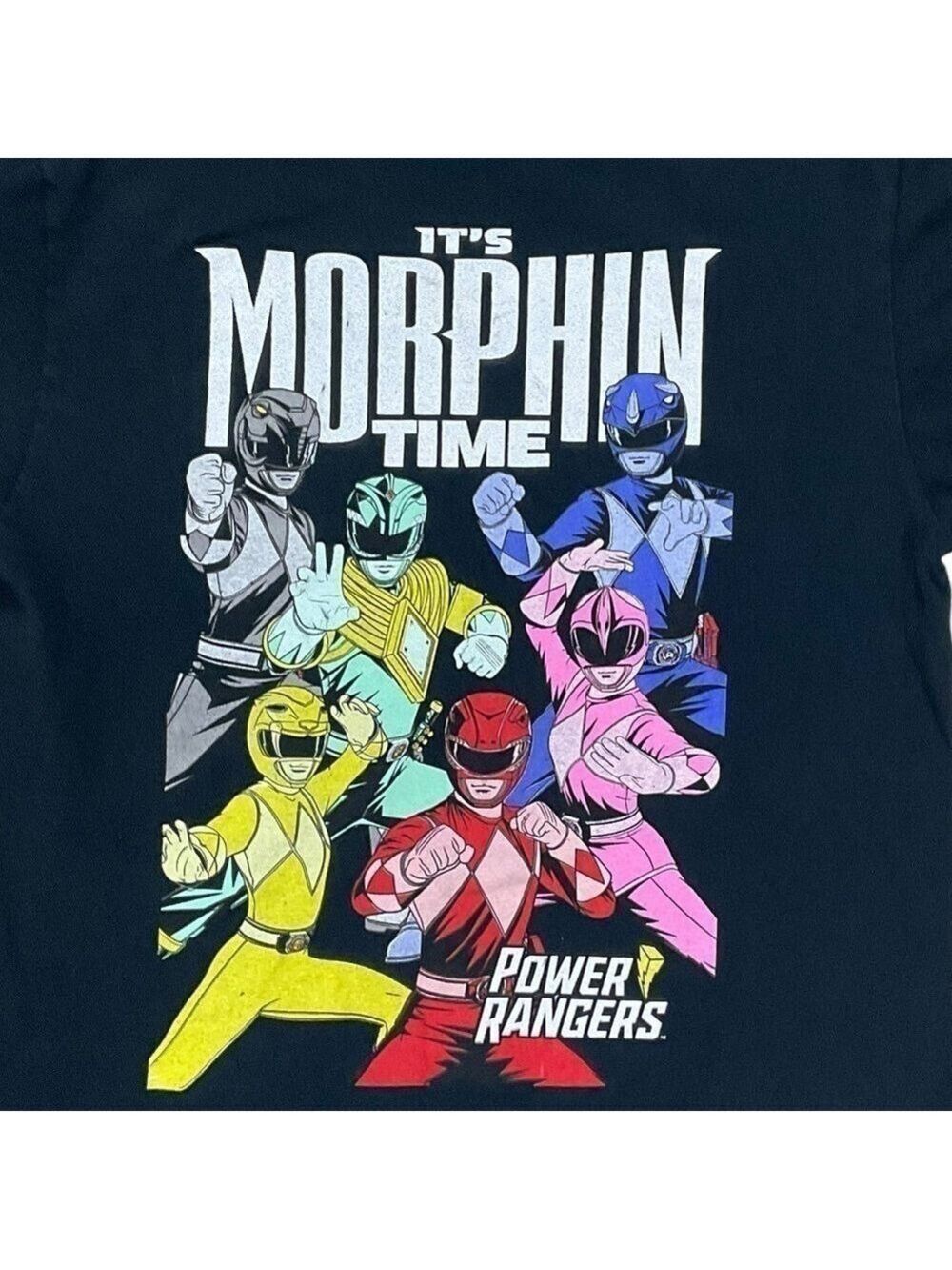 Power Rangers Its Morphin Time Graphic Tee Black Shirt Medium
